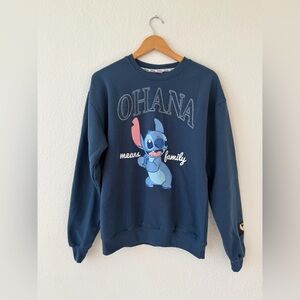 Lilo & Stitch Women Ohana Sweatshirt Pullover Disney Navy Blue Size XS GUC